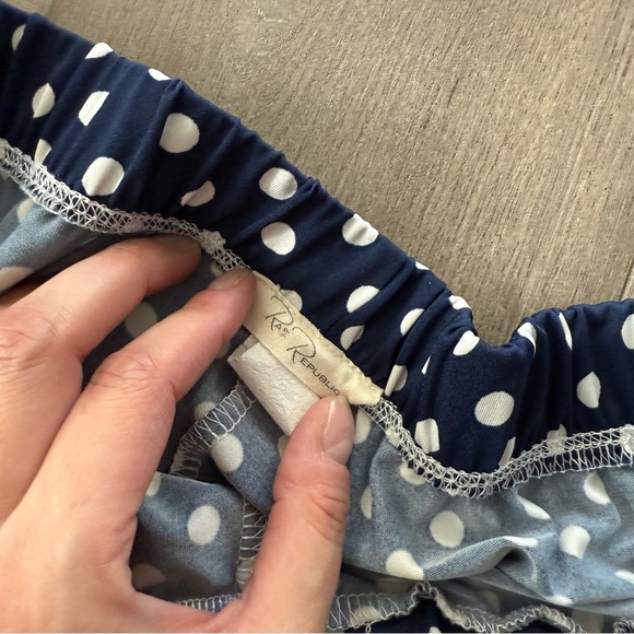 Rae Republic Boutique Navy Polka Dot High Rise Side Tie Shorts - Picture 5 of 5